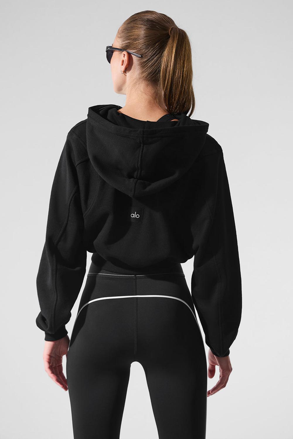 Φουτερ με Κουκουλα γυναικεια Alo Yoga Sweet Escape Zip Up μαυρα | Greece  RWKET-6504