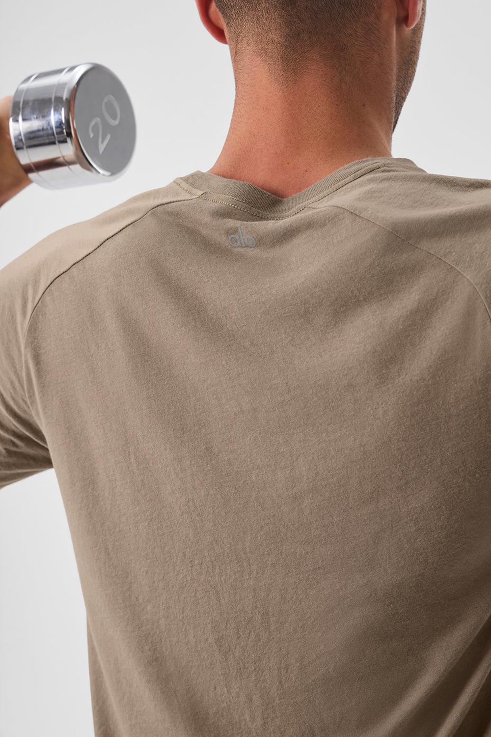 μπλουζακια για τρεξιμο ανδρικα Alo Yoga The Triumph Crew Neck Gravel | Greece  RHATM-9602