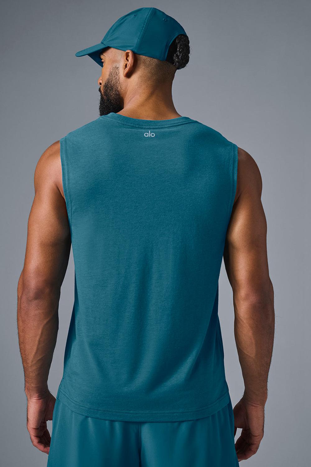 φανελακια για τρεξιμο ανδρικα Alo Yoga The Triumph Muscle Oceanic Teal | Greece  VFWTG-5627