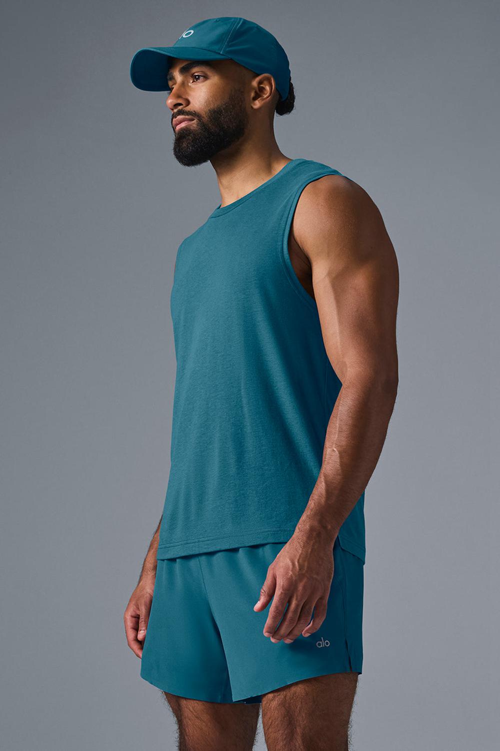 φανελακια για τρεξιμο ανδρικα Alo Yoga The Triumph Muscle Oceanic Teal | Greece  VFWTG-5627