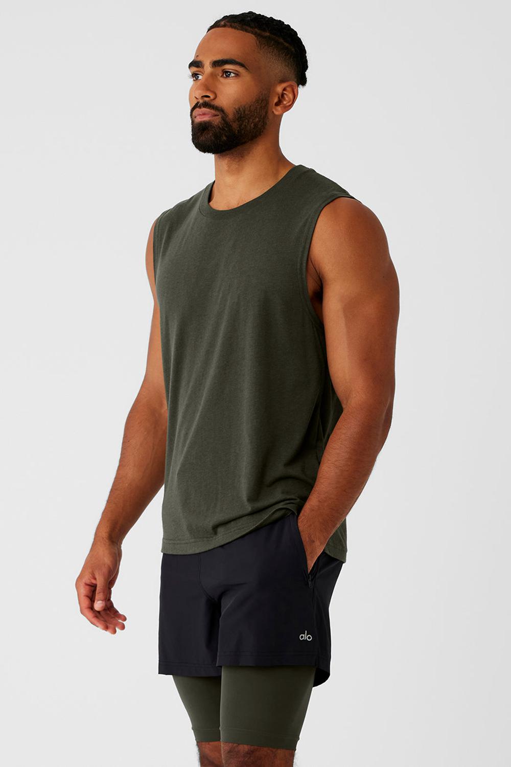 φανελακια για τρεξιμο ανδρικα Alo Yoga The Triumph Muscle πρασινο | Greece  XZKNT-9748