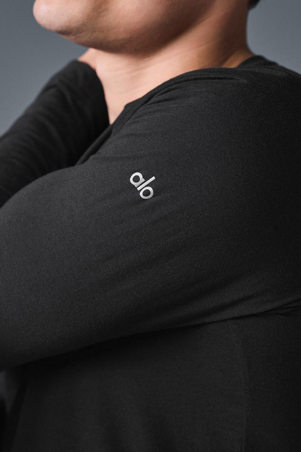 μπλουζακια για τρεξιμο ανδρικα Alo Yoga Triumph Long Sleeve μαυρα | Greece  GVNRI-6159