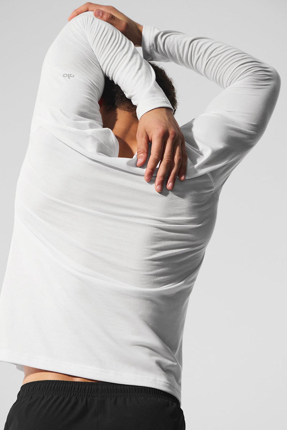 μπλουζακια για τρεξιμο ανδρικα Alo Yoga Triumph Long Sleeve ασπρα | Greece  IASGH-0268