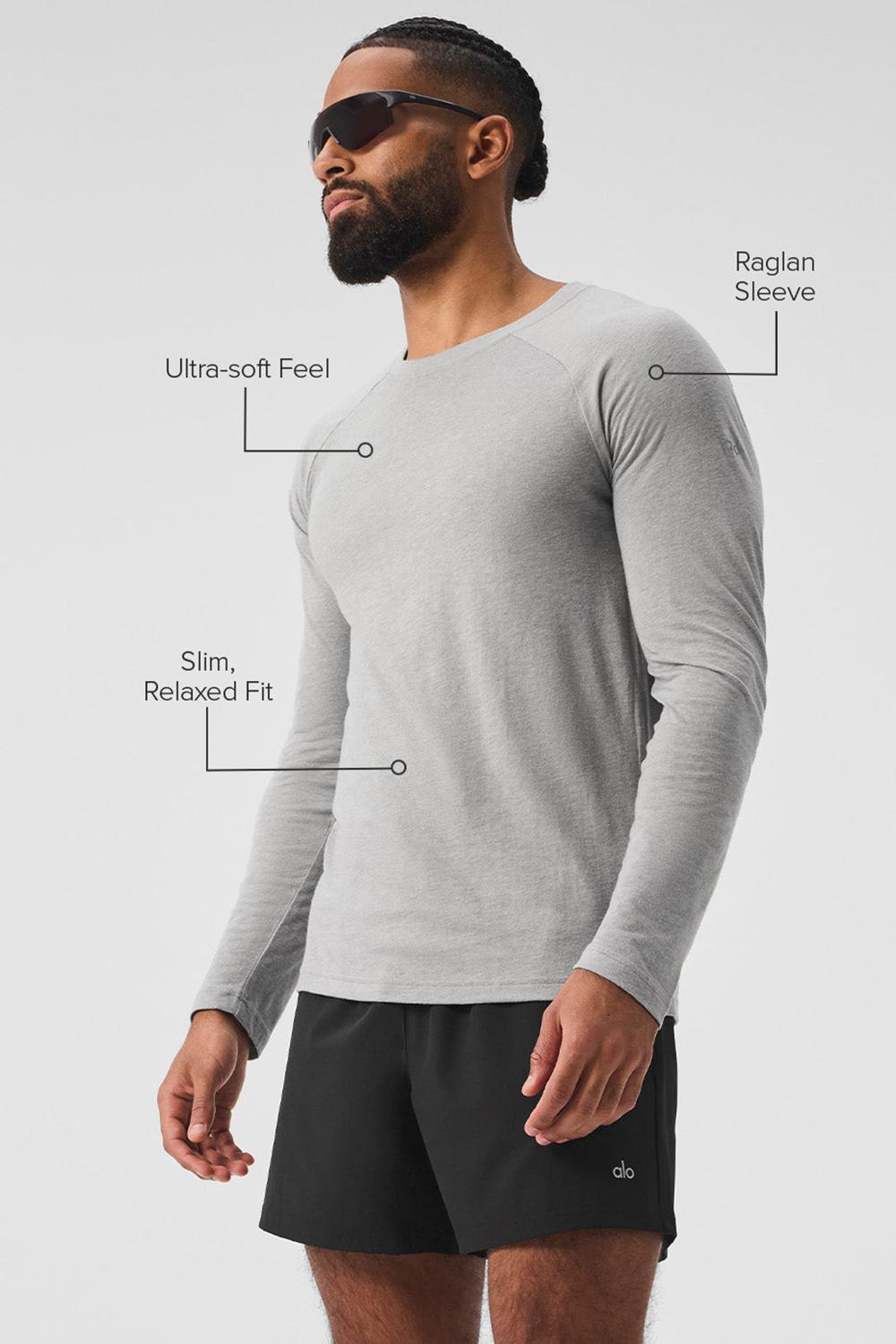 μπλουζακια για τρεξιμο ανδρικα Alo Yoga Triumph Long Sleeve γκρι | Greece  JRGMQ-4537
