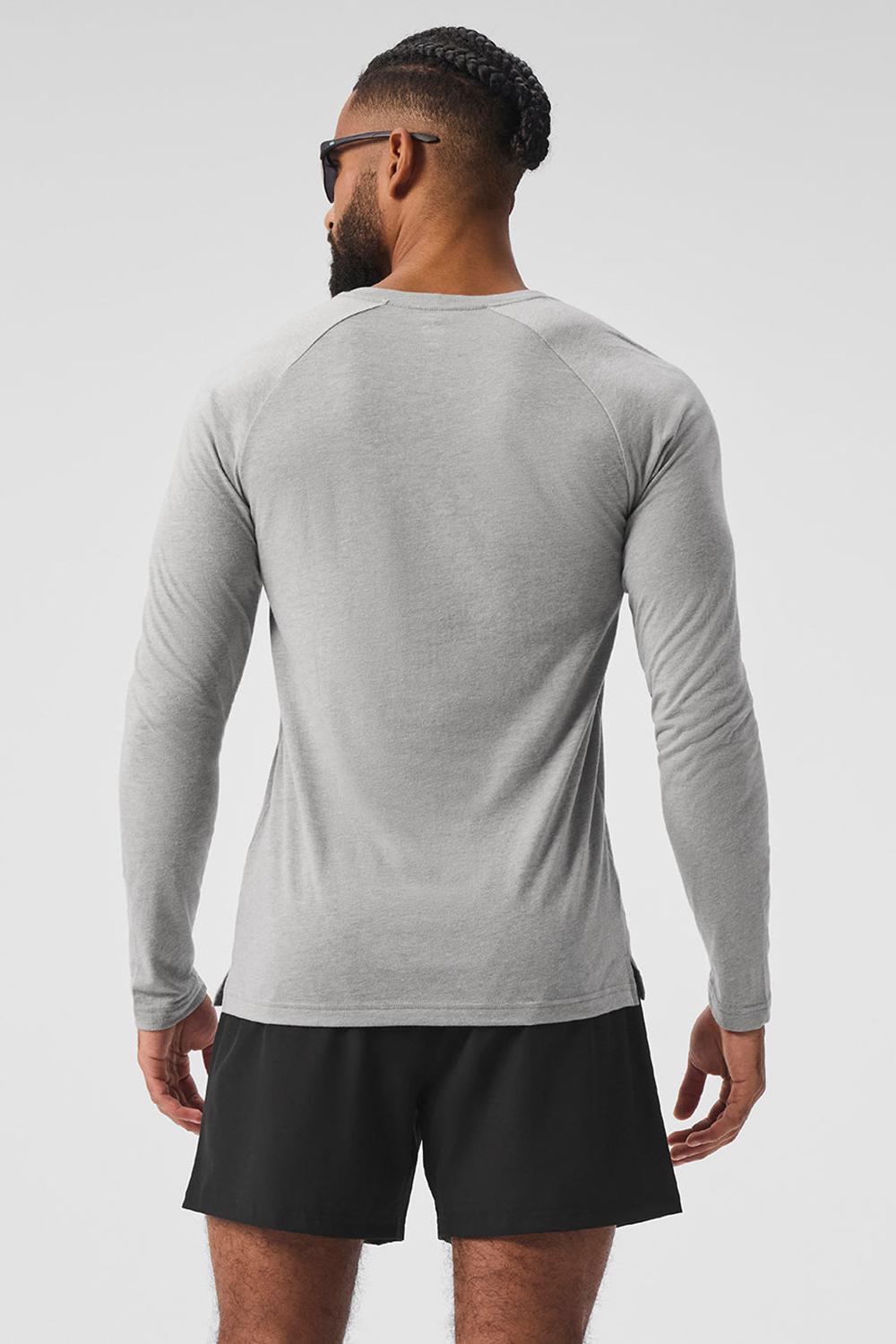 μπλουζακια για τρεξιμο ανδρικα Alo Yoga Triumph Long Sleeve γκρι | Greece  JRGMQ-4537