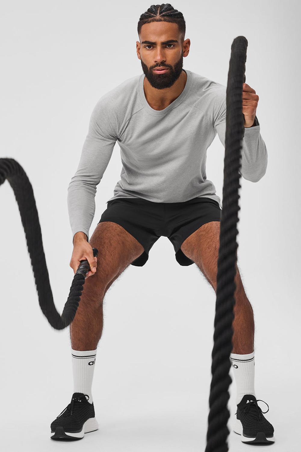 μπλουζακια για τρεξιμο ανδρικα Alo Yoga Triumph Long Sleeve γκρι | Greece  JRGMQ-4537