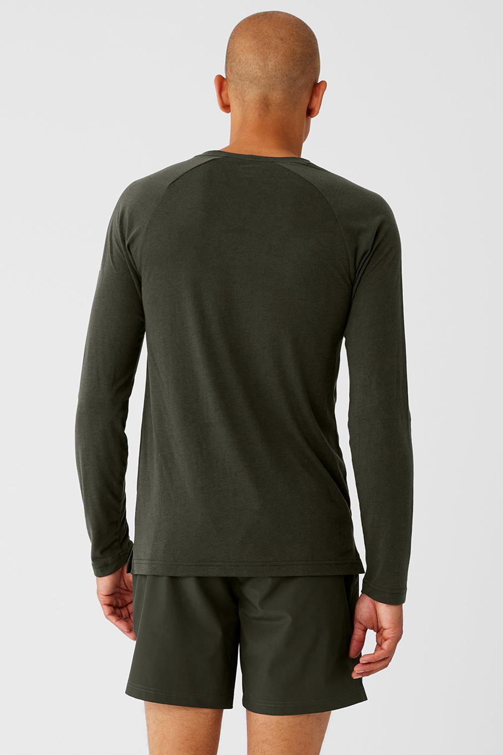 μπλουζακια για τρεξιμο ανδρικα Alo Yoga Triumph Long Sleeve πρασινο | Greece  LYUWD-2359