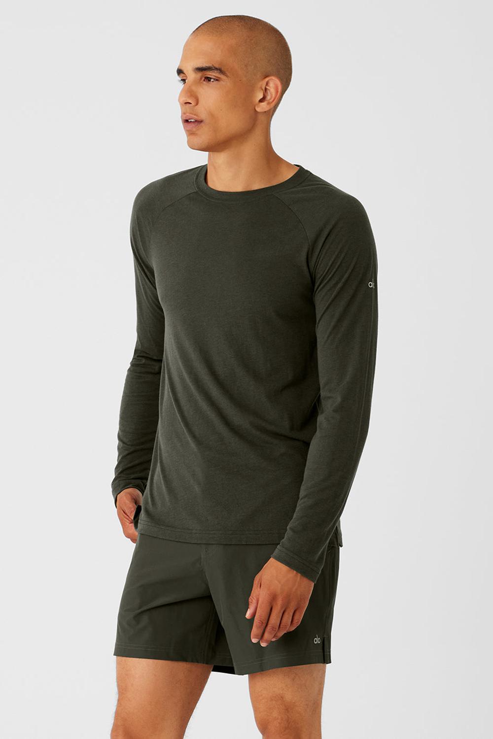 μπλουζακια για τρεξιμο ανδρικα Alo Yoga Triumph Long Sleeve πρασινο | Greece  LYUWD-2359