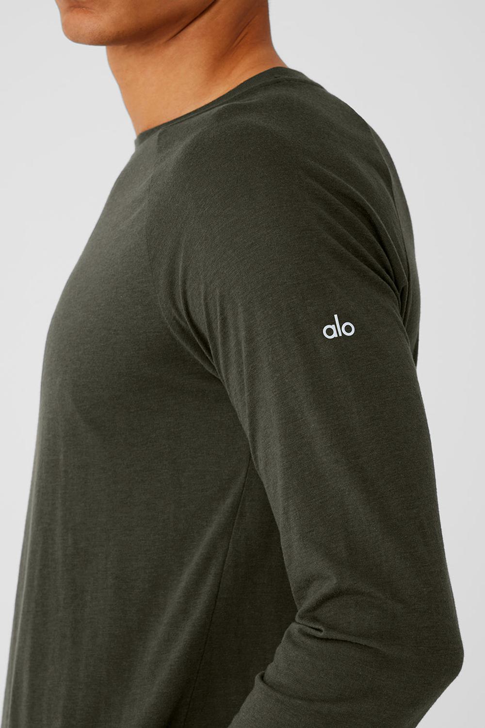 μπλουζακια για τρεξιμο ανδρικα Alo Yoga Triumph Long Sleeve πρασινο | Greece  LYUWD-2359
