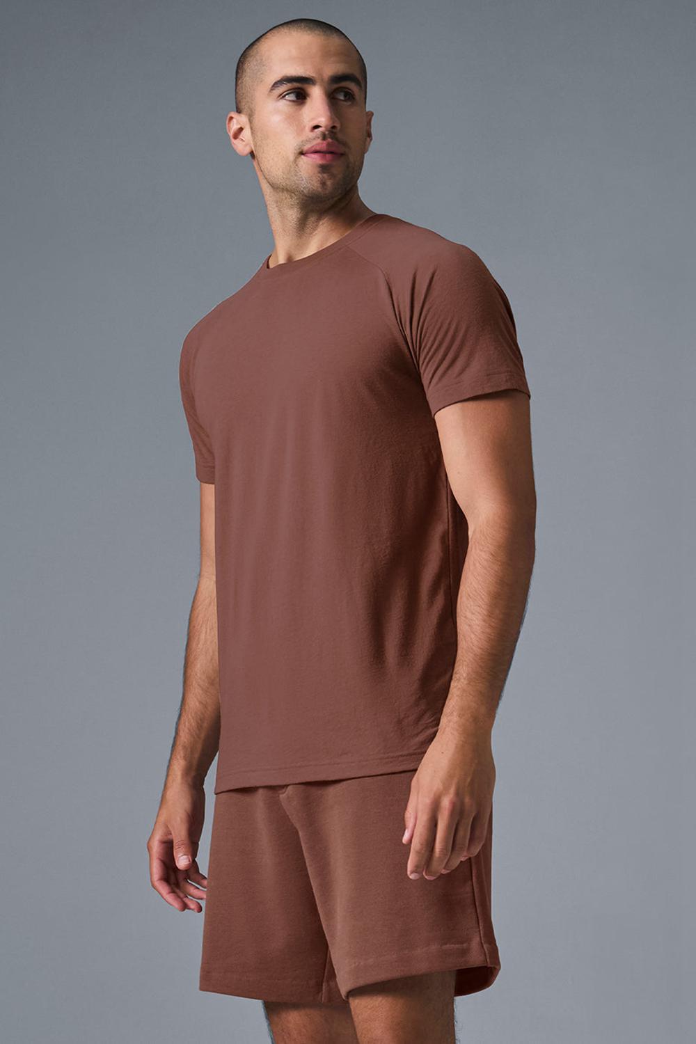 μπλουζακια για τρεξιμο ανδρικα Alo Yoga Triumph Raglan Chestnut | Greece  MWZFY-4972
