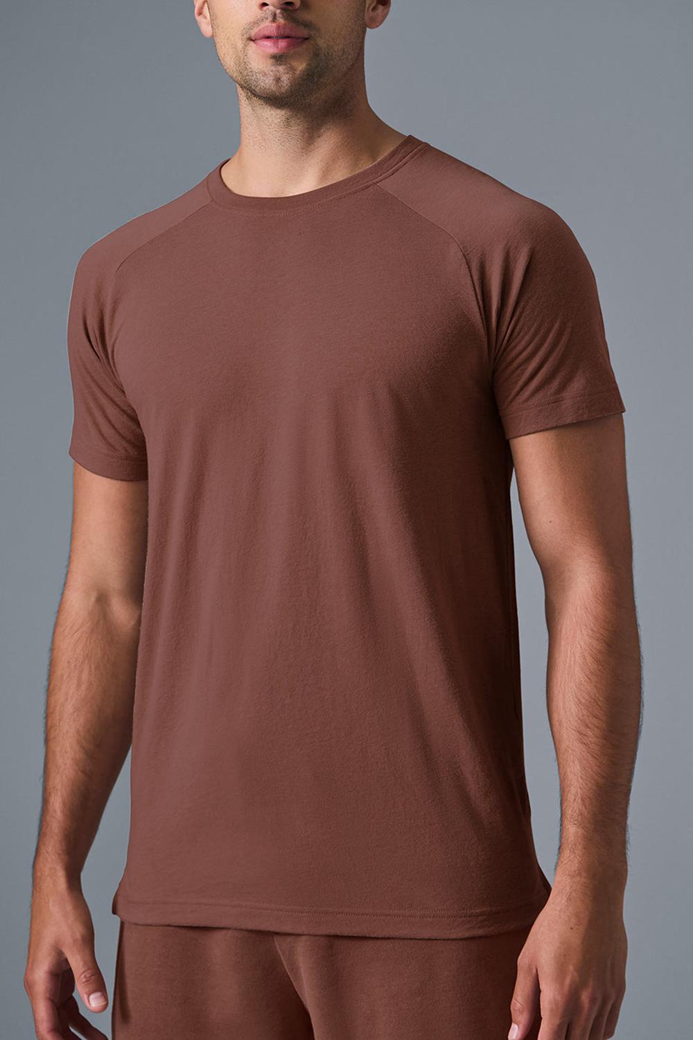 μπλουζακια για τρεξιμο ανδρικα Alo Yoga Triumph Raglan Chestnut | Greece  MWZFY-4972