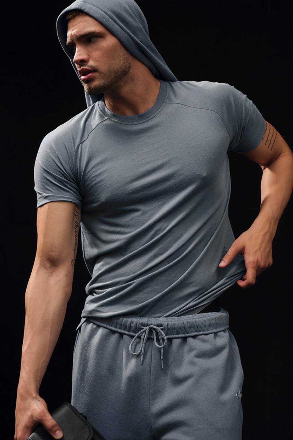 μπλουζακια για τρεξιμο ανδρικα Alo Yoga Triumph Raglan γκρι | Greece  SQRJD-1790