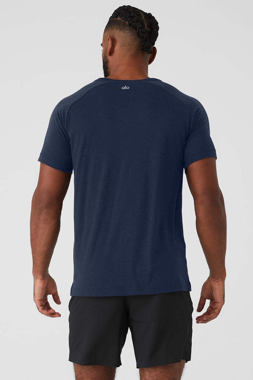 μπλουζακια για τρεξιμο ανδρικα Alo Yoga Triumph Raglan σκουρο μπλε | Greece  DXHLW-5308