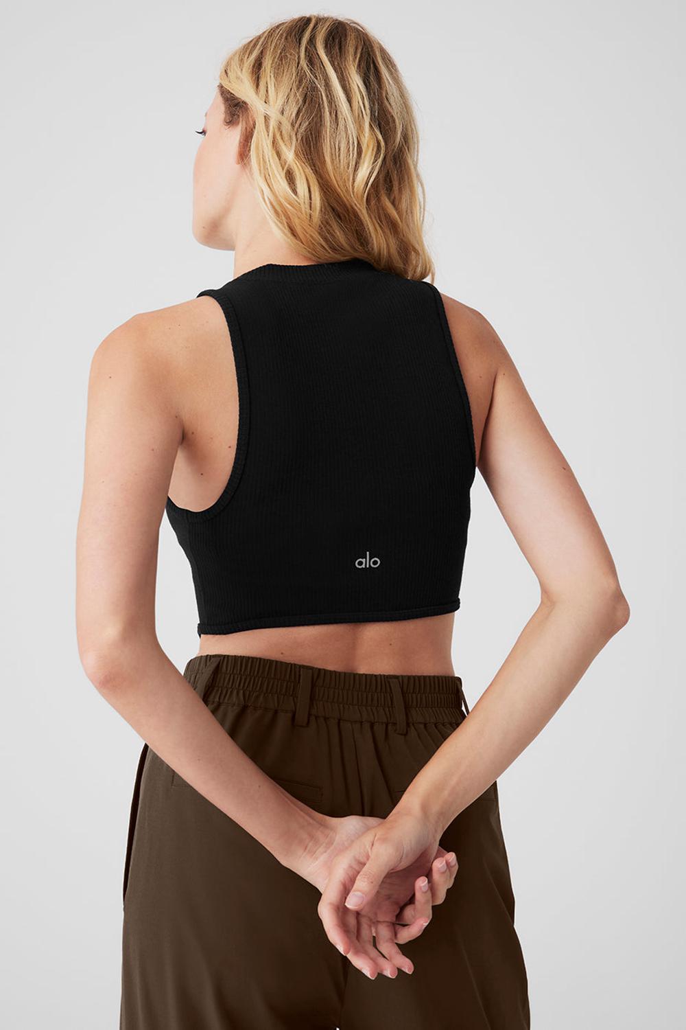 φανελακια για τρεξιμο γυναικεια Alo Yoga Wellness Rib Flaunt μαυρα | Greece  DKNIW-4829