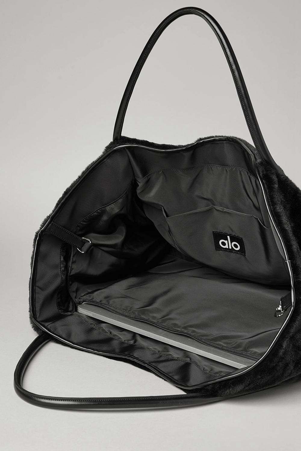 τσάντεσ tote γυναικεια Alo Yoga Faux Fur μαυρα | Greece  OZMET-3542