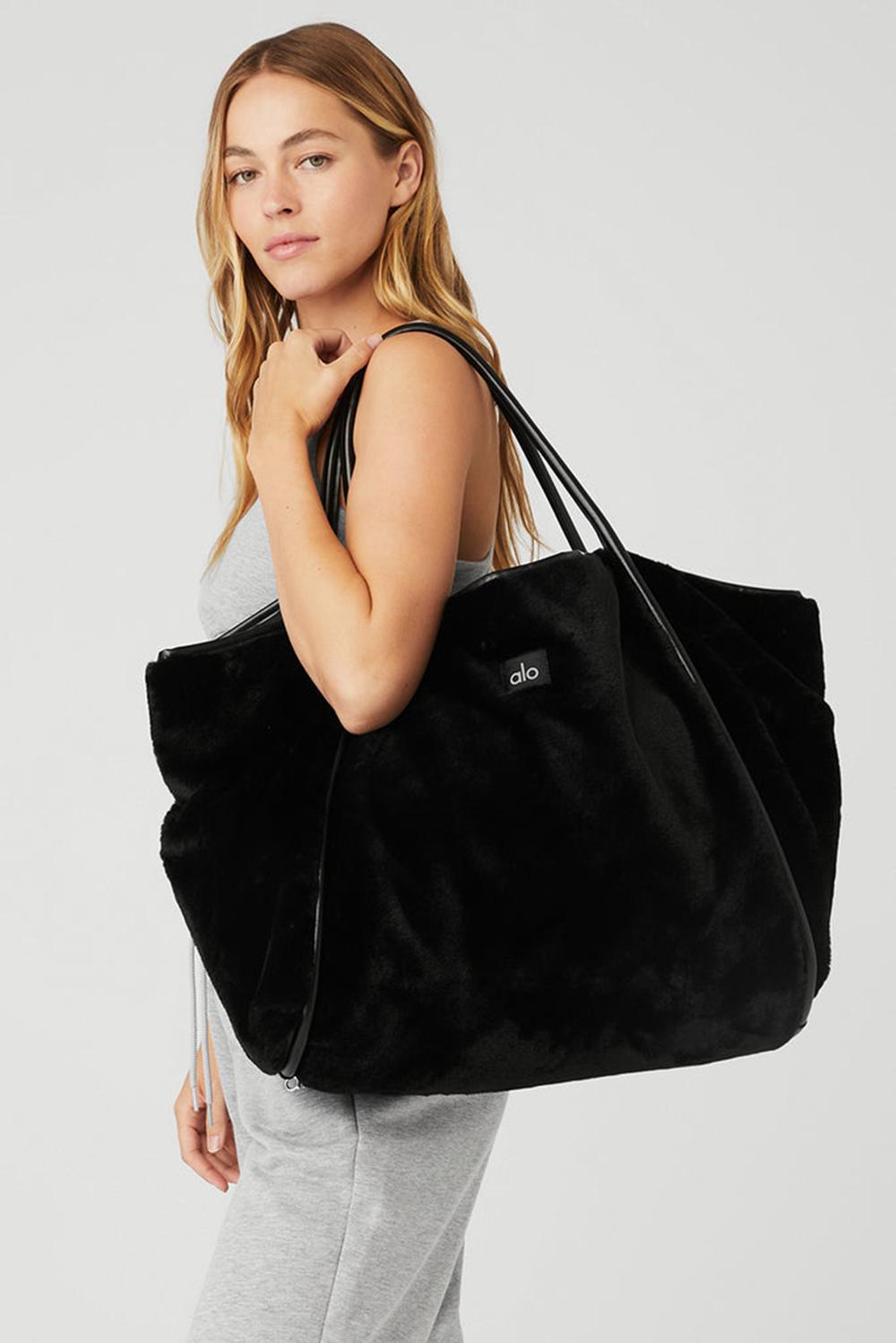 τσάντεσ tote γυναικεια Alo Yoga Faux Fur μαυρα | Greece  OZMET-3542